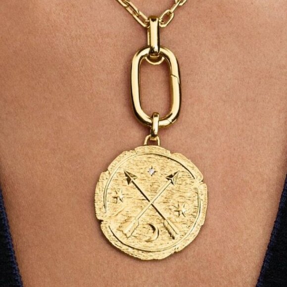 Pandora Crossing Arrows Oversized Medallion Charm - Picture 4 of 5